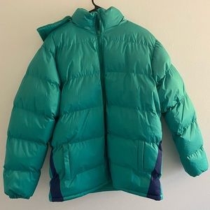 Green puffer jacket